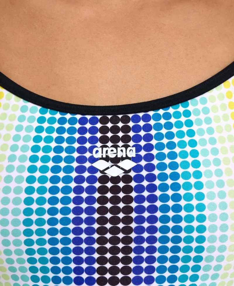 Arena Women's Circle Stripe Lace Back Swimsuit Black/Multi-7